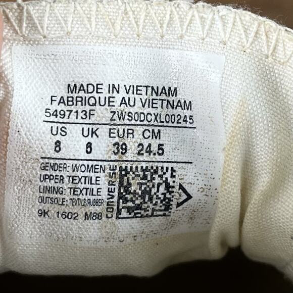 Converse Chuck Taylor All Star Women’s 8 Sneakers Shoes Beige Canvas Low 549713F - Picture 9 of 9